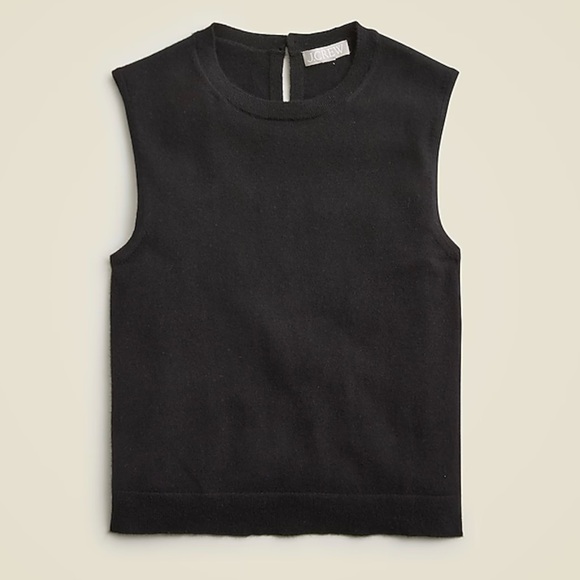 NWT J.Crew Featherweight cashmere-blend fitted sweater shell in Black - Picture 4 of 7